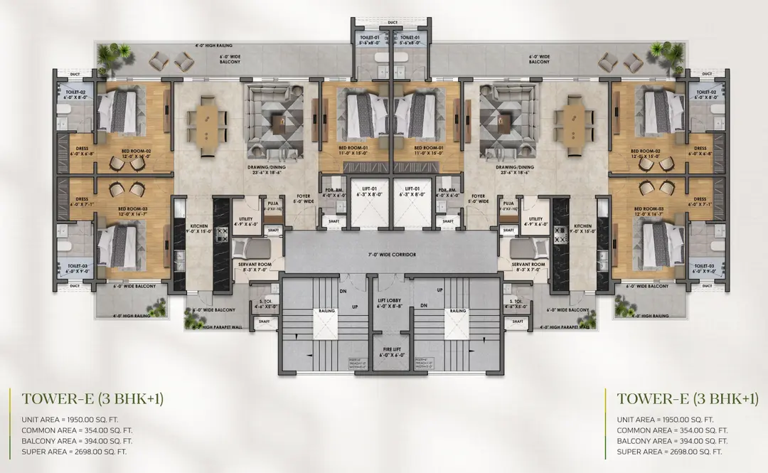 3+1 BHK Flat in Zirakpur